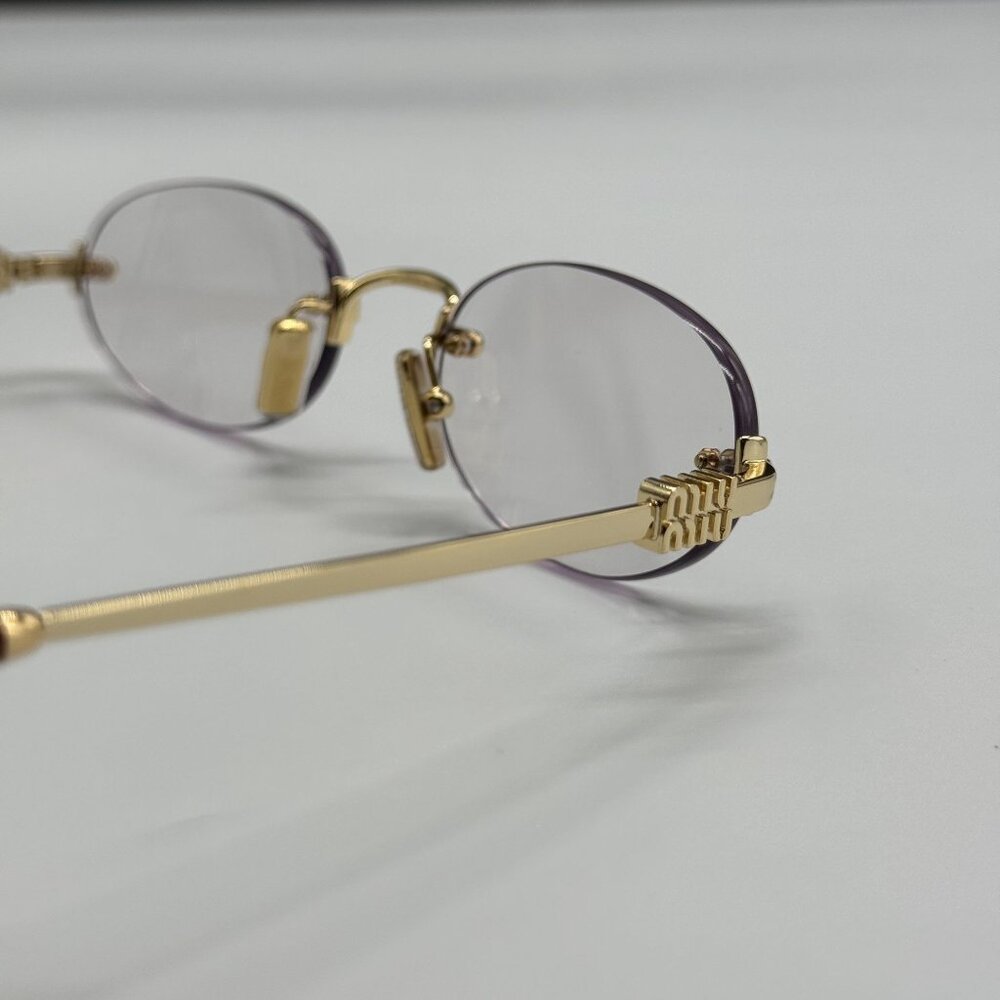 NEW MIU MIU MUA54S 5AK08N OVAL SUNGLASSES GOLD/CLEAR WOMEN MU A54S, SMU A54 - Picture 6 of 12